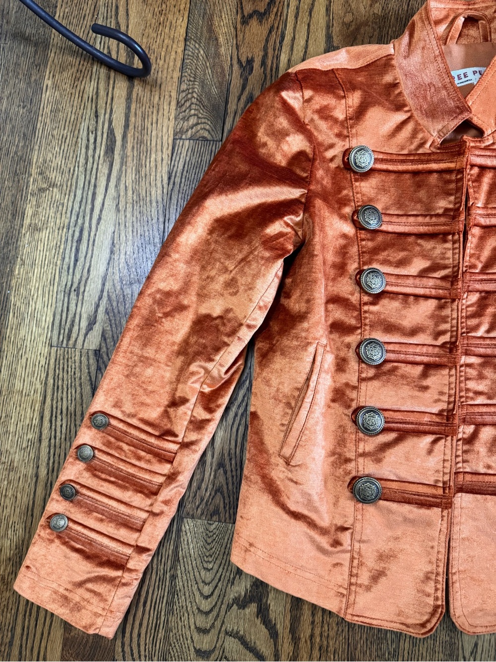 Free People Ruler Military Jacket M Copper Metallic Band Jacket Victorian - Picture 8 of 13